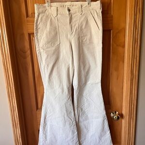 Cream Corduroy Flare Pants